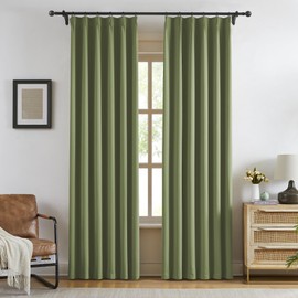 KangBang Green Pinch Pleated Curtains 84 Inches Long for Bedroom, Blackout Pinch Pleat Drapes Modern Room Darkening Energy Saving Window Panels for Living Room Kitchen with Hooks,40x84 Inch, 2 Panels