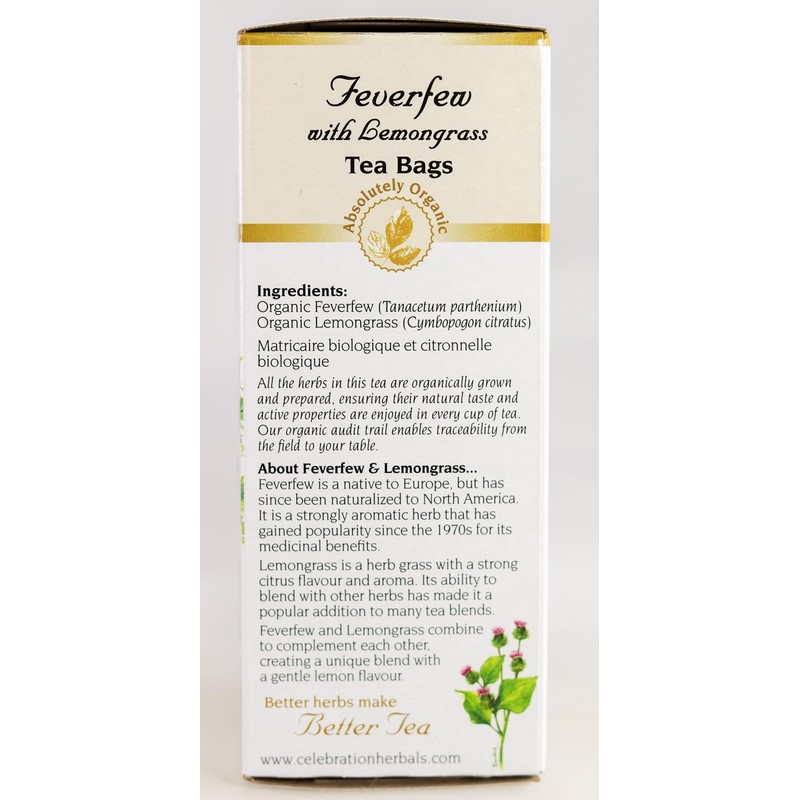 Celebration Herbals Feverfew Lemongrass Tea Organic 24 TB