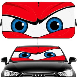 Car Windshield Sun Shade,Car Sun Shade Funny Car Eyes Sun Visor for Car Windshield ,Wear-Resistant Black Tape ,Foldable 59ââx27.5ââ/63''x31.5''