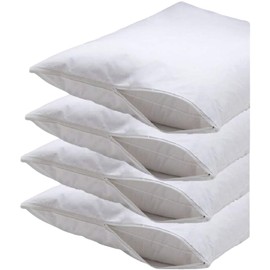 Deluxe Zippered Vinyl Pillow Covers 4-Pack - 20"x29" Waterproof Protectors, Ideal for Home, Hotel, Hospital - Long-Lasting Pillow Protection
