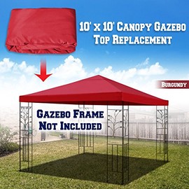 BenefitUSA Replacement Top Cover for 10'X10' Gazebo Canopy Patio Pavilion Sunshade Plyester Single Tier (Burgundy)