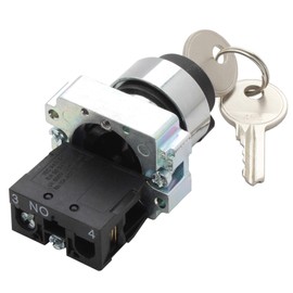 Shopcorp - 2 Position Maintained Selector Rotary Key Switch - Self-Lock Switch, 22mm Mounting Hole Size, 1NO Control Function, 415V Voltage and 10A Contact Current - XB2-BG21 Model