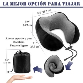 Soft Neck Travel Pillow, Memory Foam Neck Pillow, Portable Neck Cushion with 3D Eye Mask, Ear Plugs and Carry Bag, for Airplane, Office