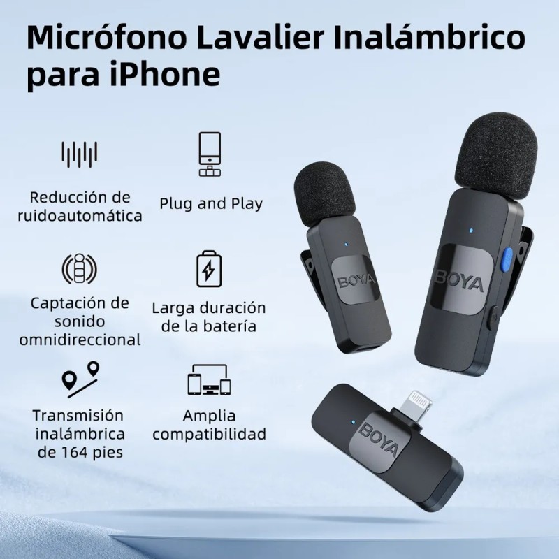 Sistema de micrófono inalámbrico Boya BY-v2 para iOS 2.4G con