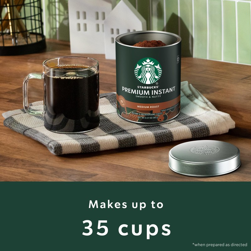 Starbucks Premium Instant Coffee, Medium Roast Coffee, Arabica Beans, 3.17