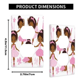 Pznen Cute Black Ballet Dancers Cartoon Outlet Covers African-American Ballerinas Girl Nursery Wall Plate 1-Gang Duplex Receptacle Plug Cover for Teen Girls Bedroom Bathroom