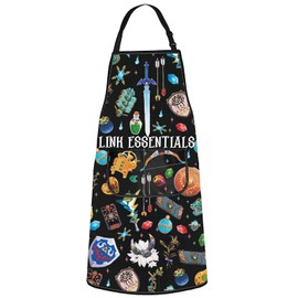 WZMPA LOZ Cartoon Game Apron Cartoon Game Fans Gift Link Essentials Game Adjustable Apron With Pockets Gamers Merchandise, Link Essentials Ap, Medium