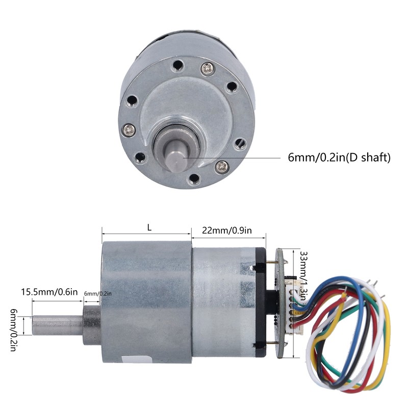 Encoder Motor Set Kit 6mm Shaft with Mounting Bracket for