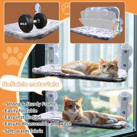 2 Pack Cat Window Perch, Glow in The Dark Cat Window Hammock with Large Suction Cups Window Resting Seat, Foldable Window Seat for Cats Inside