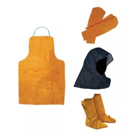 SITECSA Kit Seguridad Soldador Mandil Mangas Capucha Polaina Carnaza