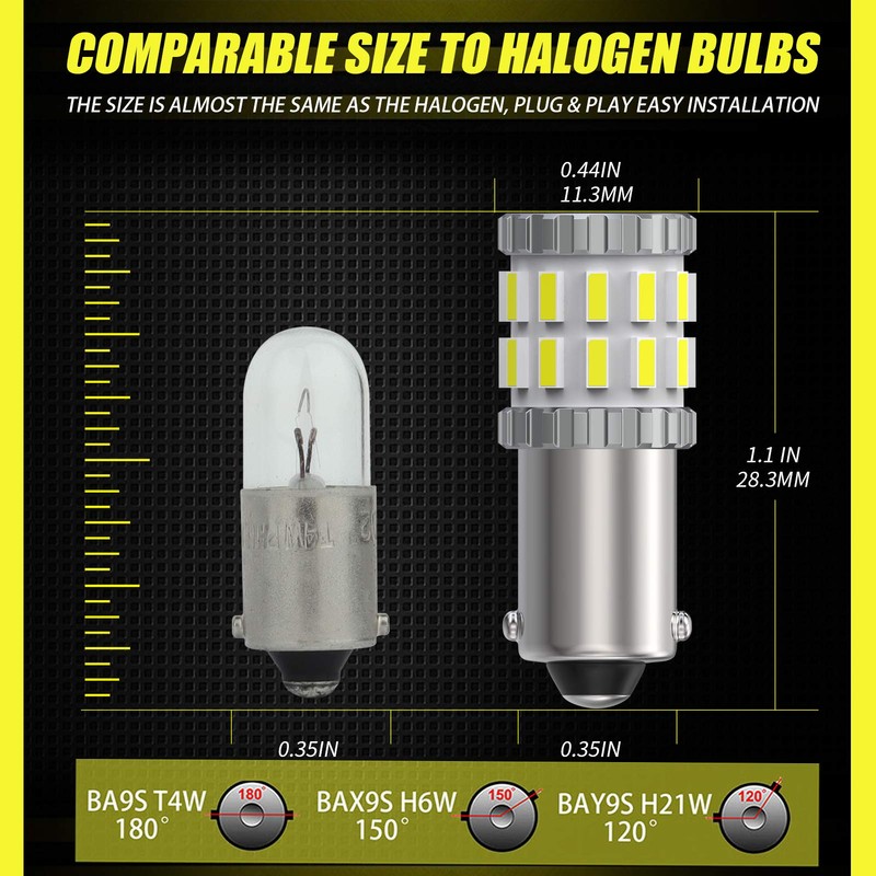 AILEO BAY9S H21W LED Bulb White 6000K 3014SMD Extremely Bright