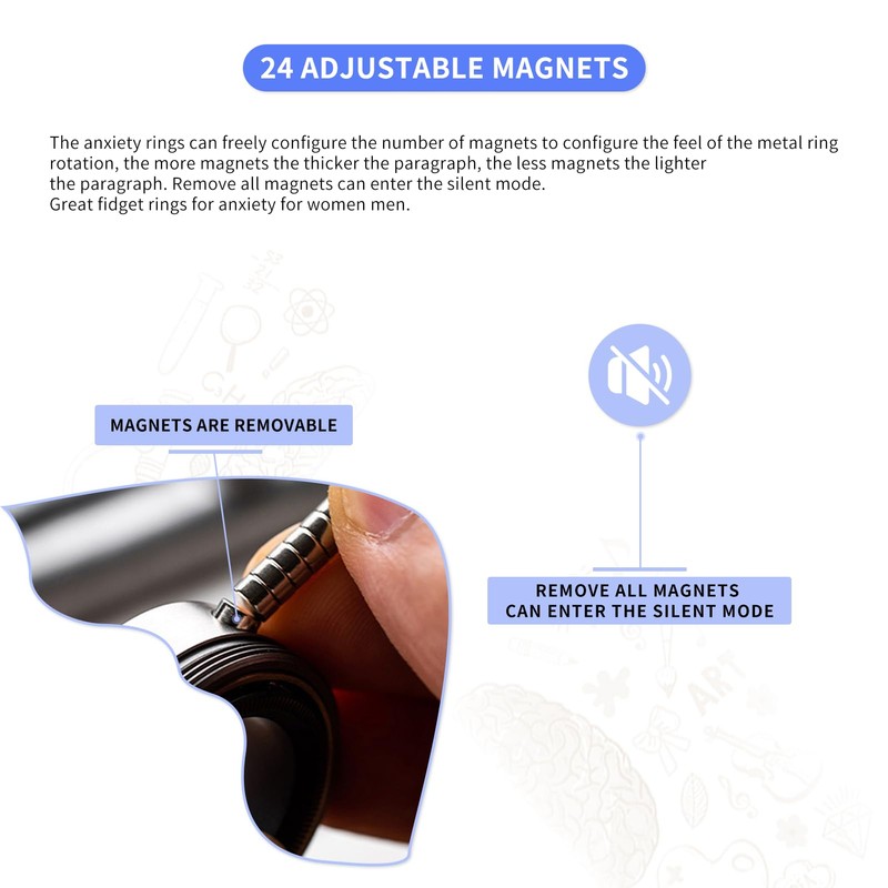 Anxiety Rings for Women Men, Support DIY Audible Toggle Magnetic