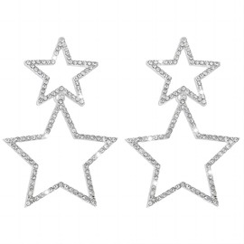 Star Earrings For Women Rhinestone Big Star Dangle Earrings Sparkly Silver Gold Star Stud Earrings For Holiday Weddings Birthday Parties (AS)