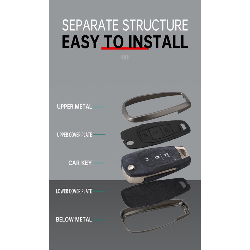 TECART Metal flip Key Fob Cover Fit for Chevy Camaro