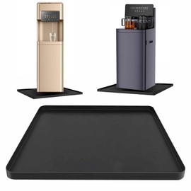 24x16x0.8 Inch Waterproof Water Cooler Mat with Raised Edge - Non-Slip Spill Drip Tray for Cooler Dispensers, Easy to Clean Mat for Floor & Countertop Protection in Kitchen, Office, Bedroom (Black)