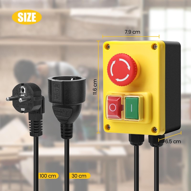 220 V Single-Phase On/Off Switch, briidea Safety Switch with Large