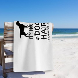 Tzhim Labrador Retriever Gifts Beach Towel, Black Lab Gifts Pool Towels, It's not Dog Hair It's Labrador Glitter Sand Towel Large Bath Towels Gifts for Dog Lovers, Dog Mom Gifts, 29x60in