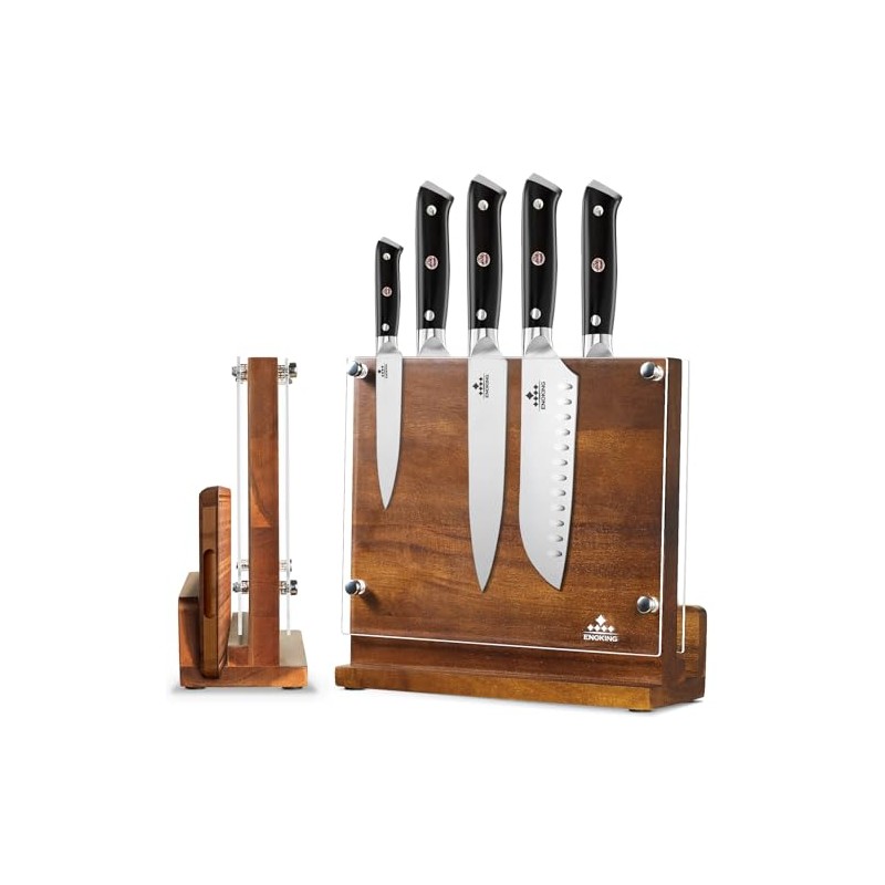 ENOKING Magnetic Knife Block with Acrylic Shield, Double Side Kitchen