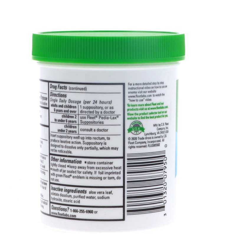 Fleet Glycerin Suppositories, 50 Each, Pack of 5