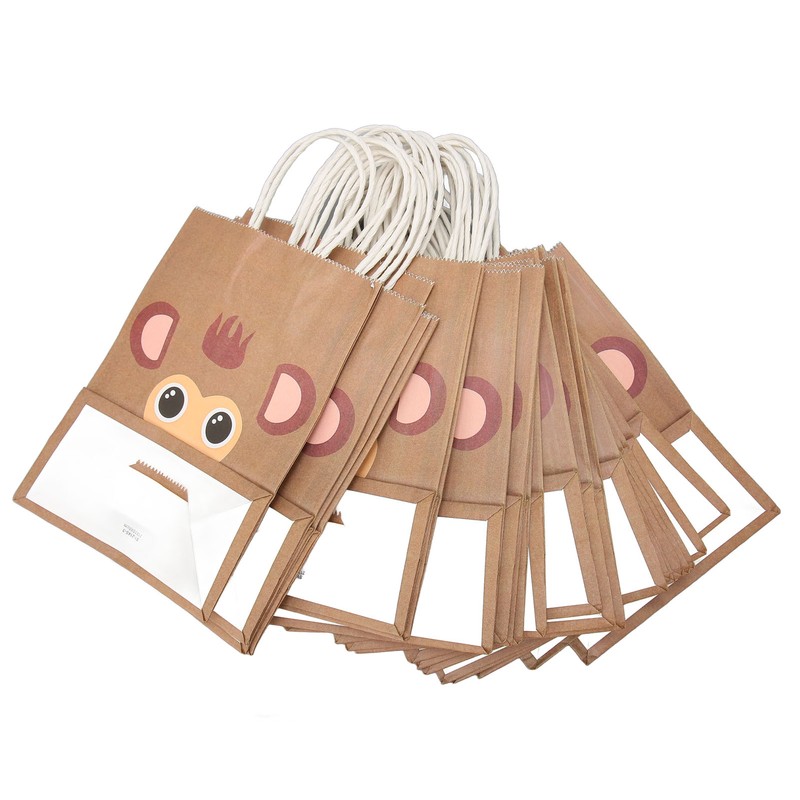 25Pcs Kraft Paper Gift Bag Animal Pattern Multipurpose Kraft Bag