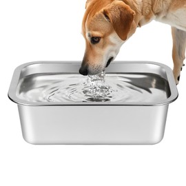 Ohtomber Stainless Steel 1.25 Gallons Large Dog Water Bowl, Metal Pet Dog Water & Food Bowl No Spilling, Outdoor Feeder Dish Plate for Cat, Big, Extra Large Pet