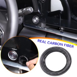 carpart2021 Real Carbon Fiber Push to Start Button Cover Trim Ring for Corvette C8 US