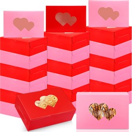Tenceur 30 Pcs Valentines Day Cookie Boxes 9'' x 6'' x 3'' Bakery Boxes Bulk with Window Heart Shaped Gift Boxes Large Pastry Cookie Containers Cupcake Boxes Valentine Treat Boxes for Party