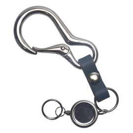 Highstyle Tochigi Leather & Carabiner & Single Reel Key Holder, navy