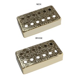 OVSAL Set of 2 Brass Guitar Pickup Covers Gold 50mm/52mm Pole Spcing Electric Guitar Pickup Covers Humbucker Guitar Pickup Cover Metal Guitar Pickup Covers for Ep Lp Les Paul Electric Guitar