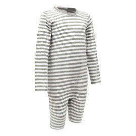 Kaycey Zip back Long Sleeve Short Leg Jumpsuit For Boys And Girls, Adaptive Clothing For Kids with Special Needs, Soft Cotton, Grey/White, 5-6 Years