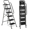 SEGAWE 5 Step Ladder w/ Handrails Folding Step Stool Anti-Slip