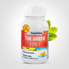 The Green 3 en 1 - Suplemento Natural para Apoyo Metabolico y Energia - Te Verde, Blanco, Rojo, Toronja, Jengibre, Nopal, L-Carnitina y Vitaminas B - 