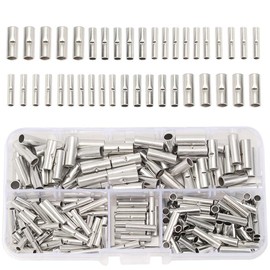 Bare Crimp Terminal Bare Crimping Sleeve Bare Terminal Bare Copper Butt Splice Terminal Wire Repair Sleeve Non-Insulated Ferrule Copper Tube Ferrule Terminal for Industrial Equipment Stable