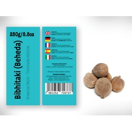 VEDIQUE HERBS Organic Bibhitaki Fruit (Terminalia belerica) - 250g (8.8oz) | Raw, Crude, Dried | T-Cut | Premium Grade