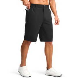 G Gradual Casual Shorts for Men 11" Lightweight Men's Golf Shorts Stretch with 3 Pockets Quick Dry Summer Breathable Shorts(Black,XXL)