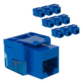 ICC CAT5e Keystone Jack with Inline IDC No Pair Split Wiring (Easier Termination) UL Listed PoE++ TAA VoIP Compliant for Wall Plate or Patch Panel, Works with JackEasy Termination Tool, Blue 10 Pack