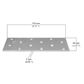 Joining Plates Flat Connecting Repair Connector Mending Galvanised Brace Bracket Perforated Metal Steel Sheet Timber Wood Fixing Heavy Duty 4.7" x1 .5" (120 x 40 x 2mm) Pack of 10pcs