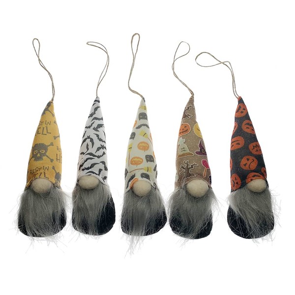 5Pack Halloween Gnome Ornaments Hanging Colorful Gnome with Hat Pumpkin
