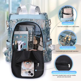 Volumoon Women's Anti-Theft Backpack, 2 in 1 Women's Backpack Waterproof Nylon, Shoulder Bag, Large Capacity Shoulder Bag, Casual Daypack Travel Backpack for Women Girls, B-Blue