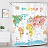 Riyidecor Kids World Map Shower Curtain for Bathroom Decor 60Wx72H