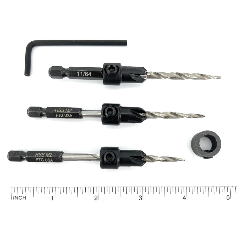 FTG USA Countersink Drill Bit Set for Wood with Tapered