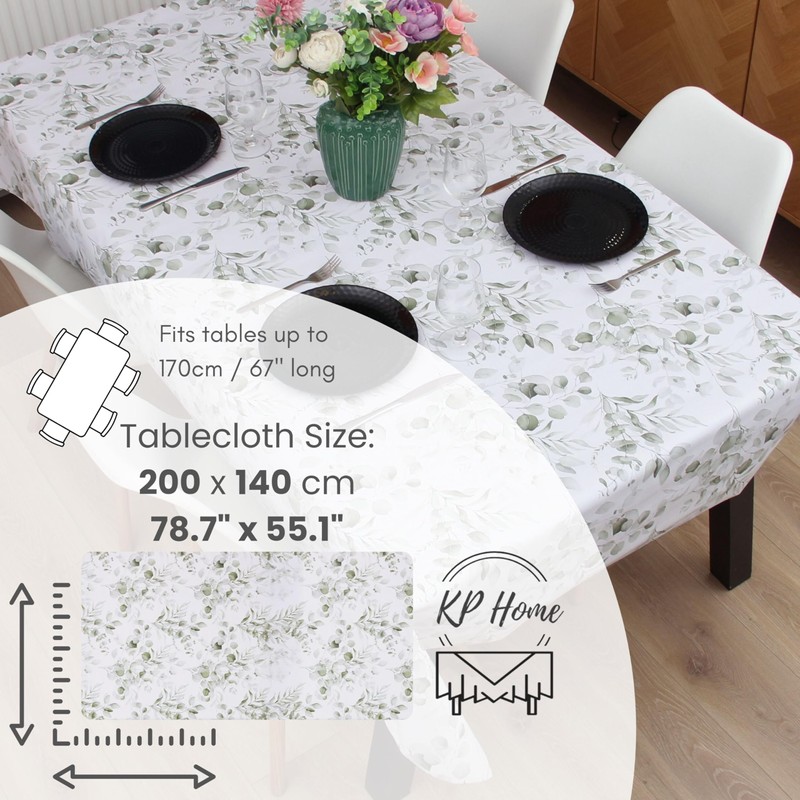 KP HOME Wipe Clean Tablecloth Rectangular 78.7"x 55.1" (200x140cm) -