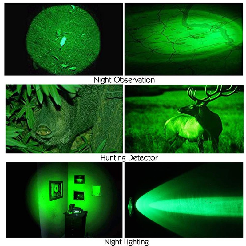 Souyos 3 Pack Green LED Flashlight,Zoomable Green Light Flashlight with