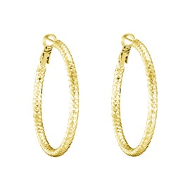 Philip Jones Gold Plated 40mm Diamond Cut Hoop Earrings