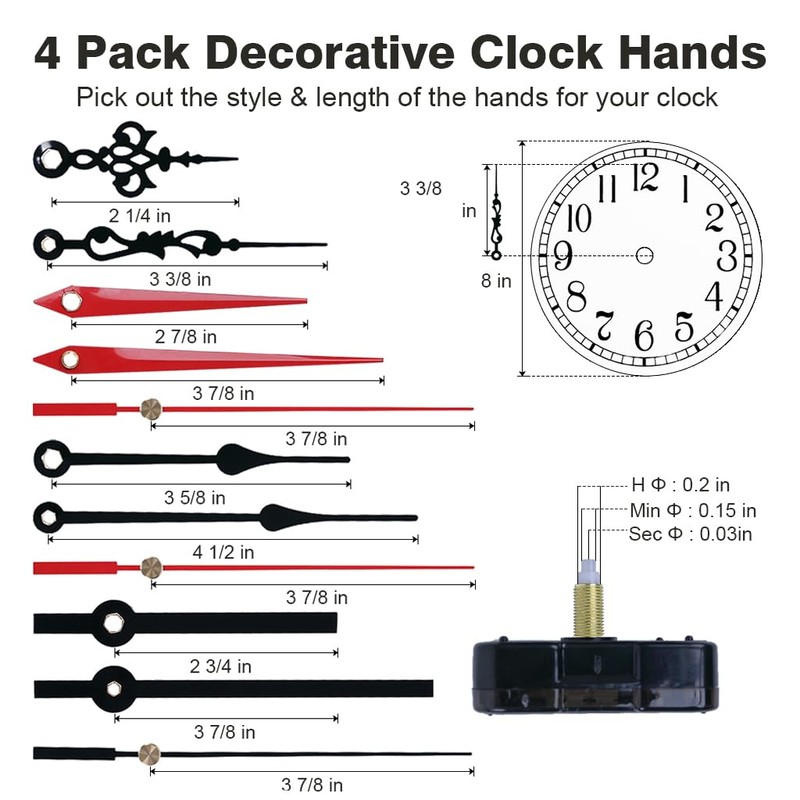 EMOON 2 Pack Silent Sweep Quartz Clock Movement Mechanism with