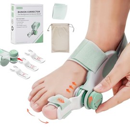 EliaValth Bunion Corrector for Women Big Toe, Adjustable Brace with Knob & Angled Plates for Hallux Valgus Relief & Toe Alignment, Large Strap
