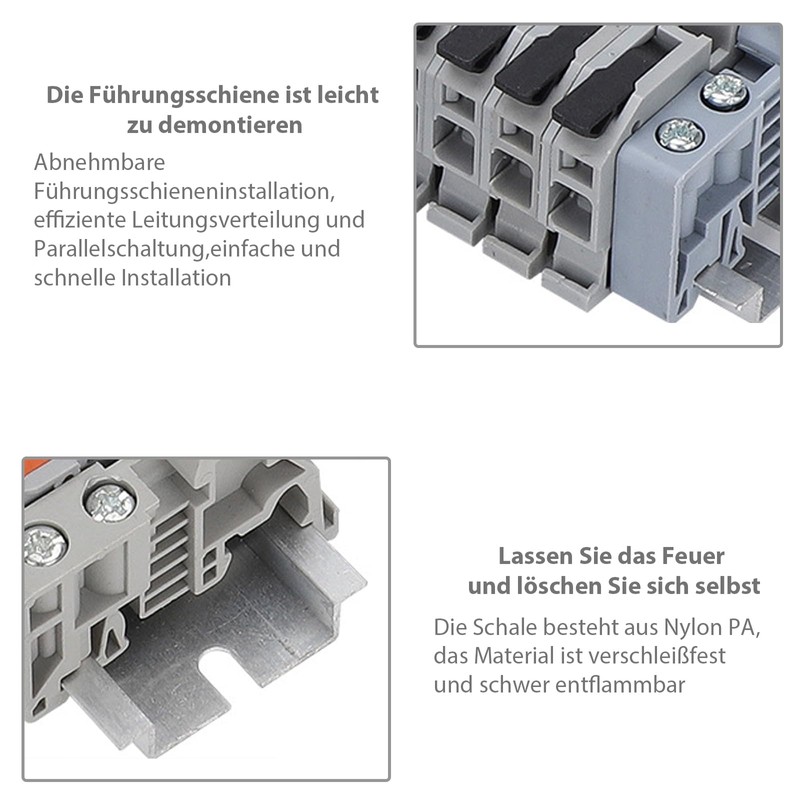 COZERI Pack of 10 Feed-Through Terminals, DIN Rail Terminals, Row