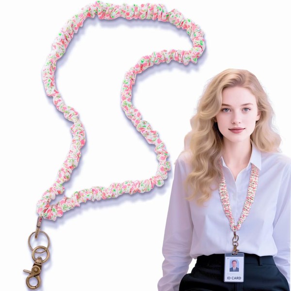 Scrunchie Lanyards for ID Card and Keys Floral Retractable Lanyard