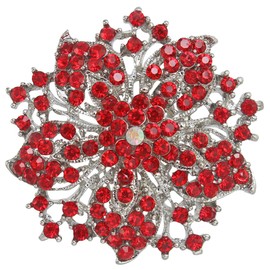 Mecool Bauhinia Brooch Pin for Women Flower Brooch Clip Beautiful Scarf Buckle Ring Elegant Simulated Crystal Brooches For Women | Brooches and Pins | Women's Brooches & Pins-Red