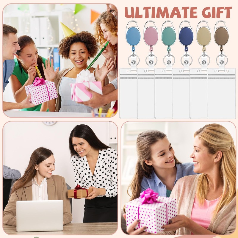 6 Color 60 Pcs Retractable Badge Holder Reel with Bulk